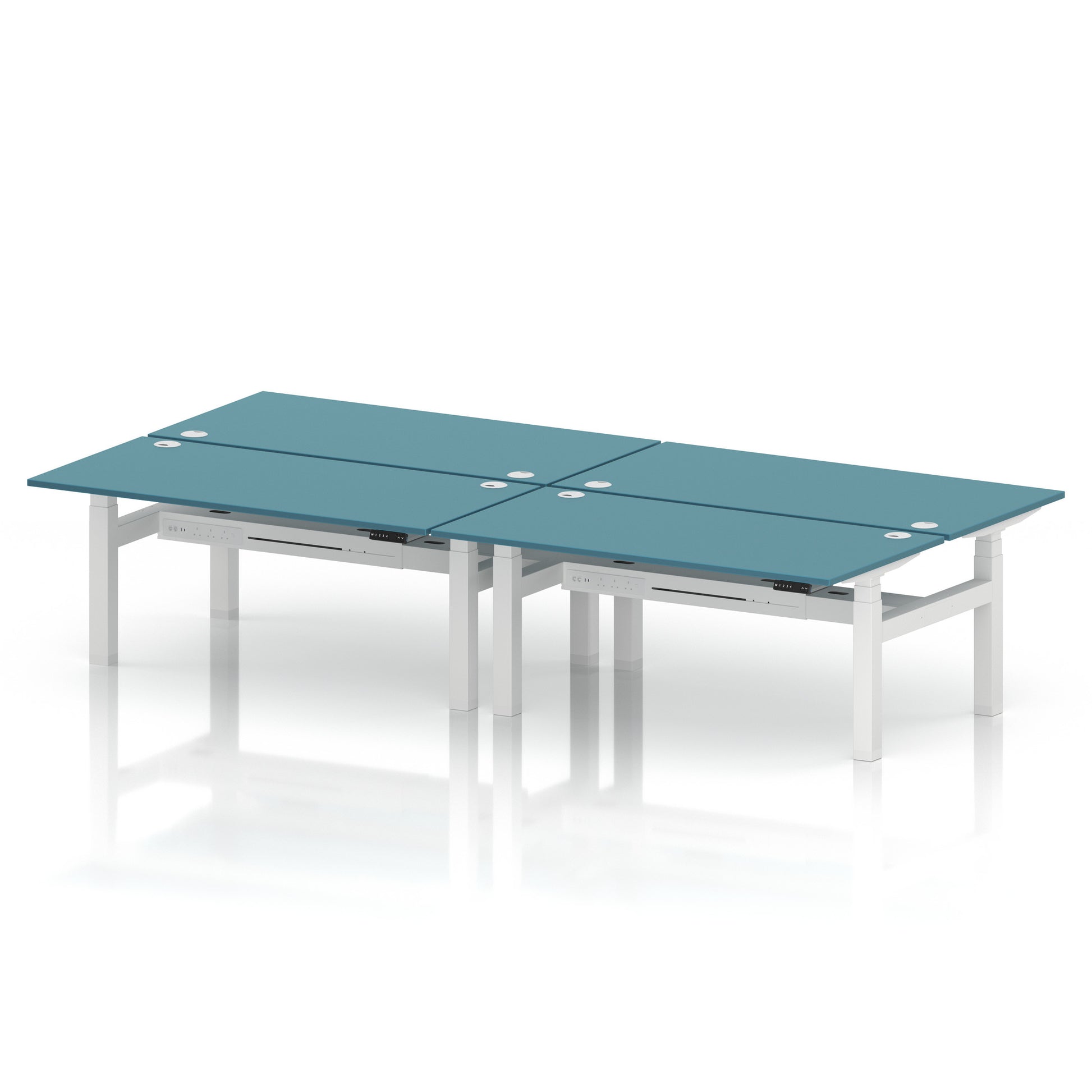 Air Back-to-Back Height Adjustable Bench Desk - 4 Person