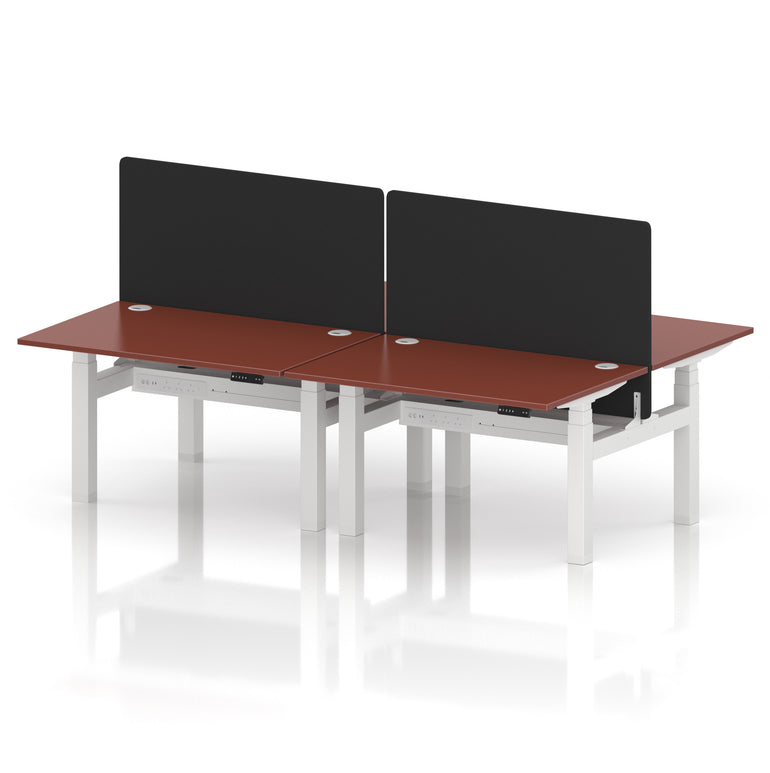 Air Back-to-Back Height Adjustable Bench Desk - 4 Person with Black Straight Screen