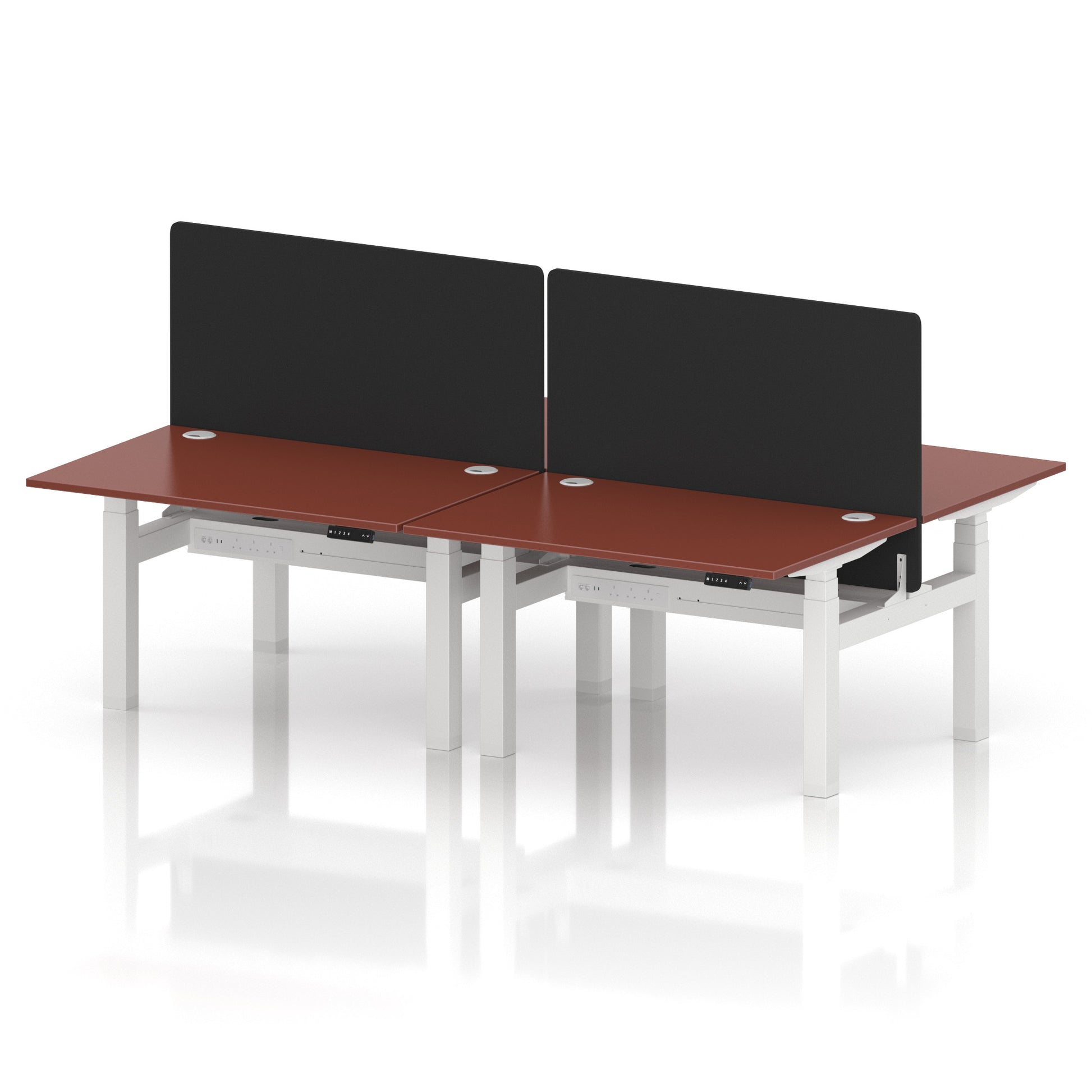 Air Back-to-Back Height Adjustable Bench Desk - 4 Person with Black Straight Screen