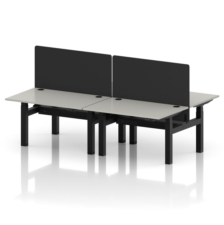 Air Back-to-Back Height Adjustable Bench Desk - 4 Person with Black Straight Screen