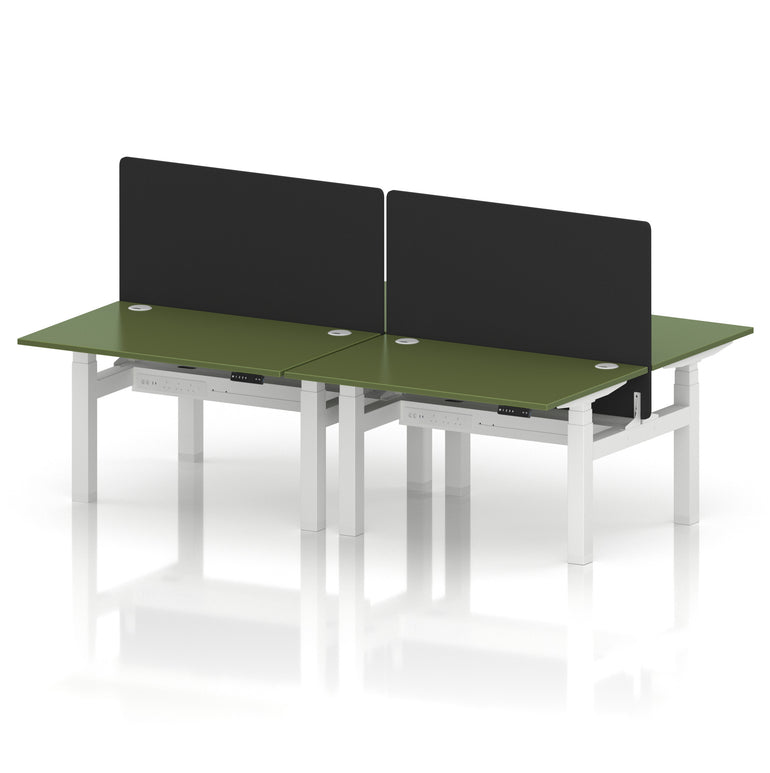 Air Back-to-Back Height Adjustable Bench Desk - 4 Person with Black Straight Screen
