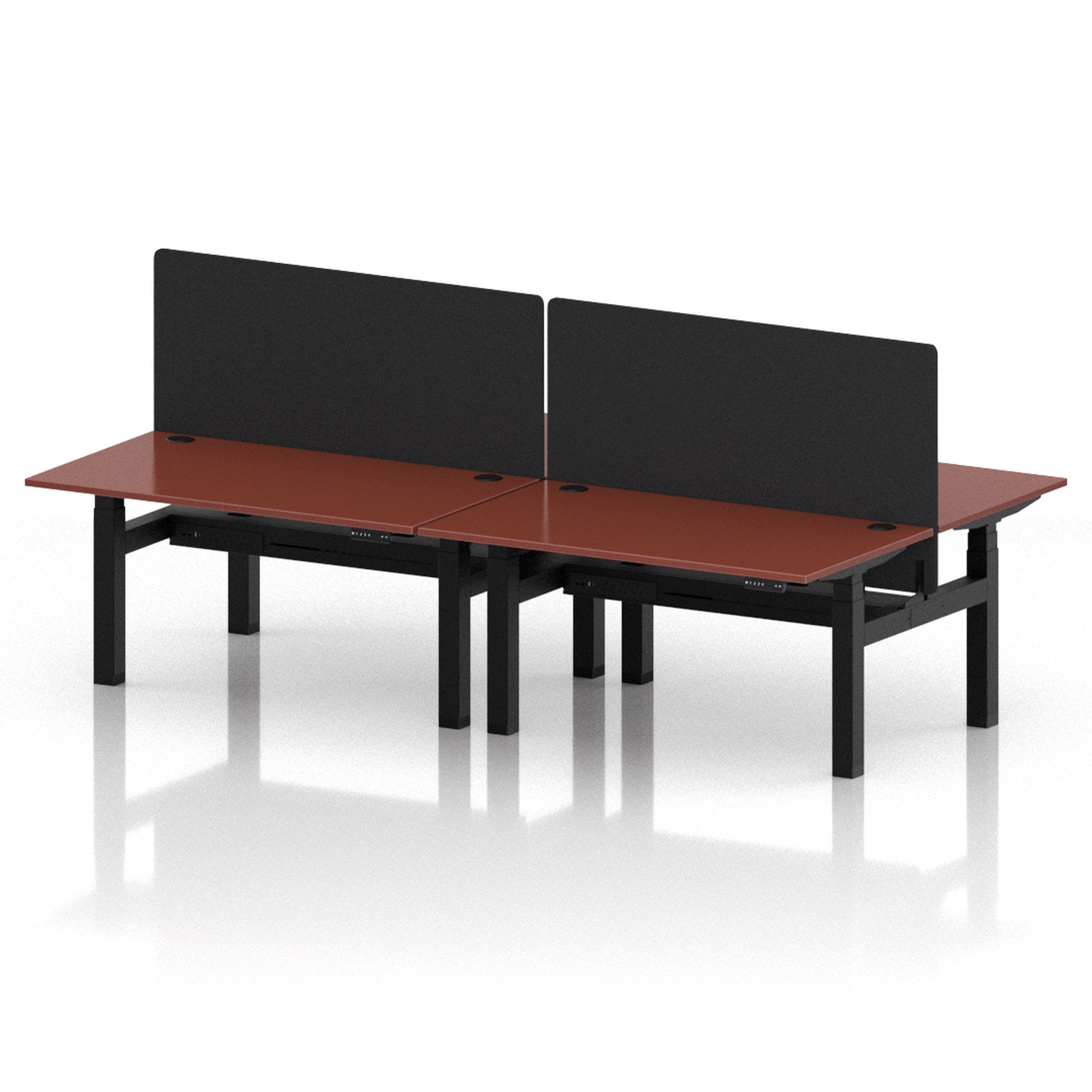 Air Back-to-Back Height Adjustable Bench Desk - 4 Person with Black Straight Screen