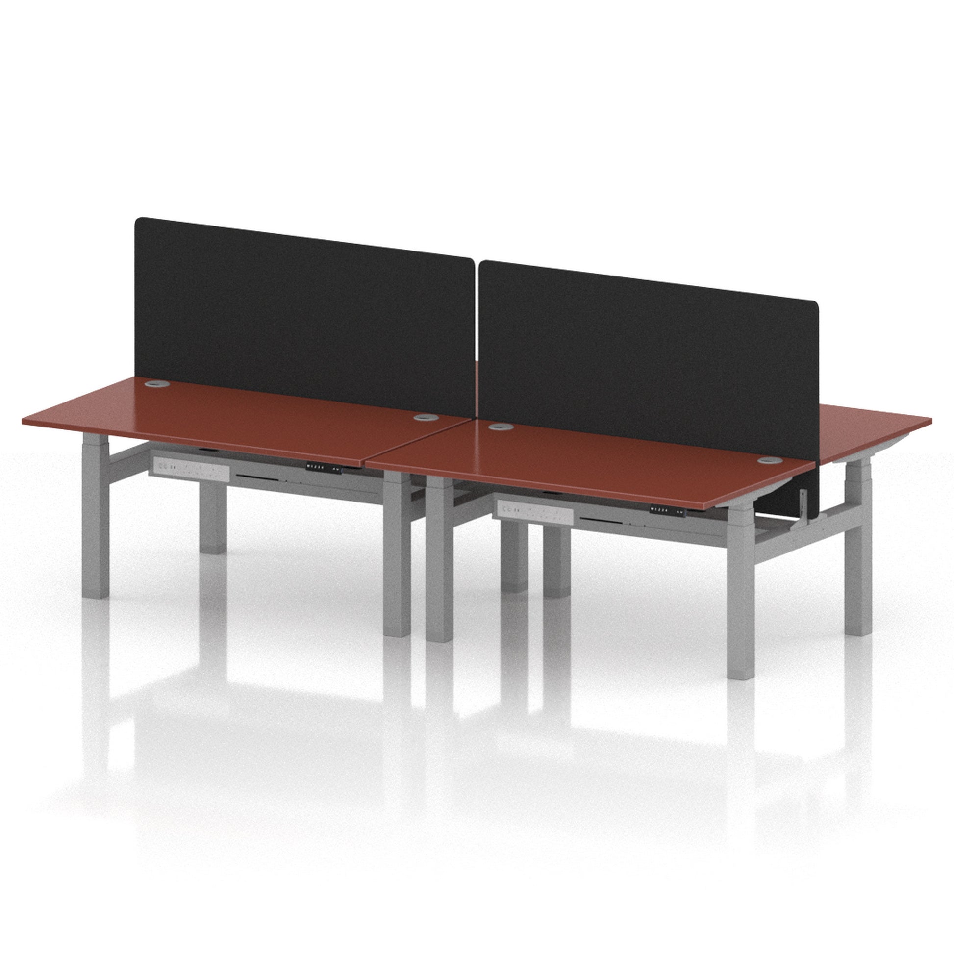 Air Back-to-Back Height Adjustable Bench Desk - 4 Person with Black Straight Screen