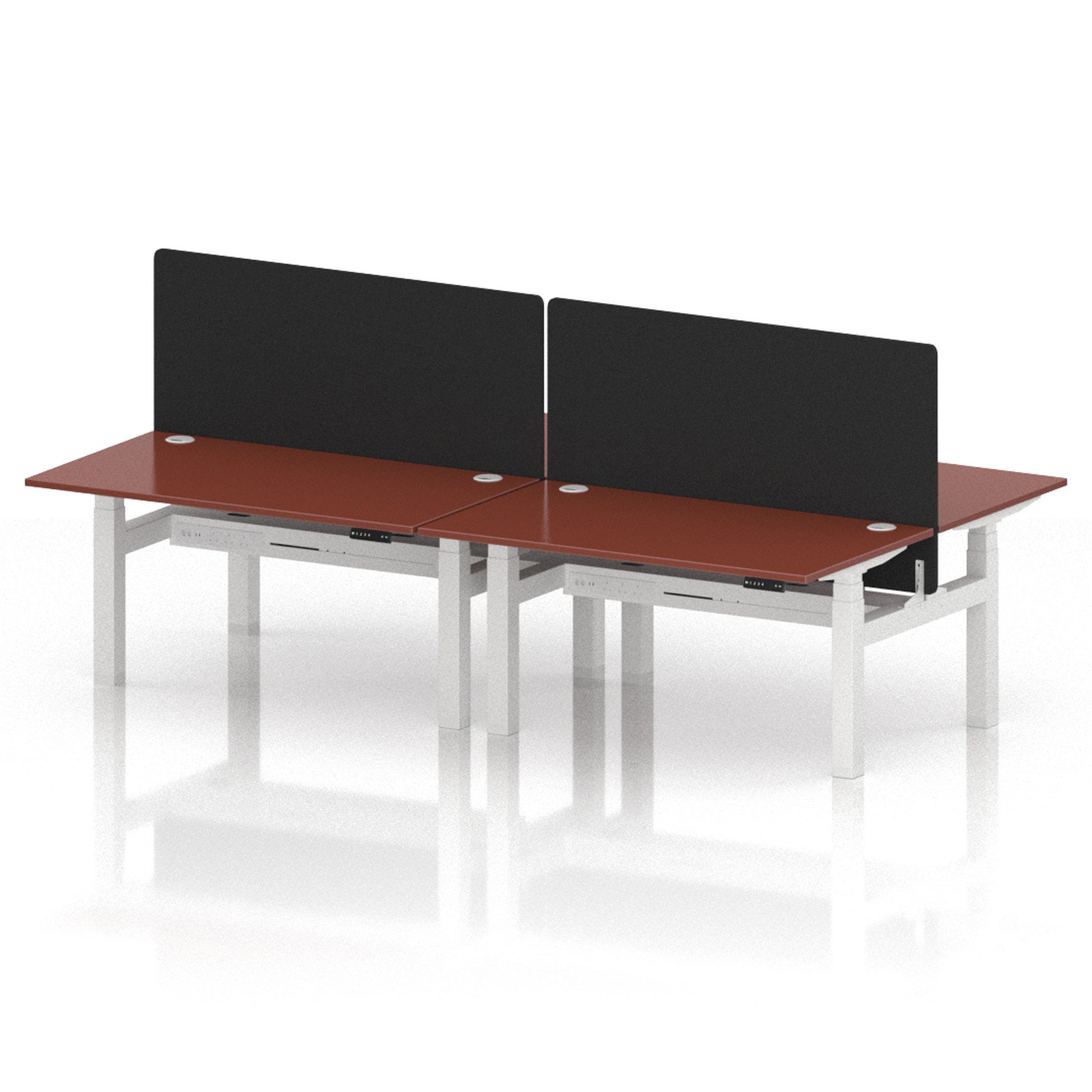 Air Back-to-Back Height Adjustable Bench Desk - 4 Person with Black Straight Screen
