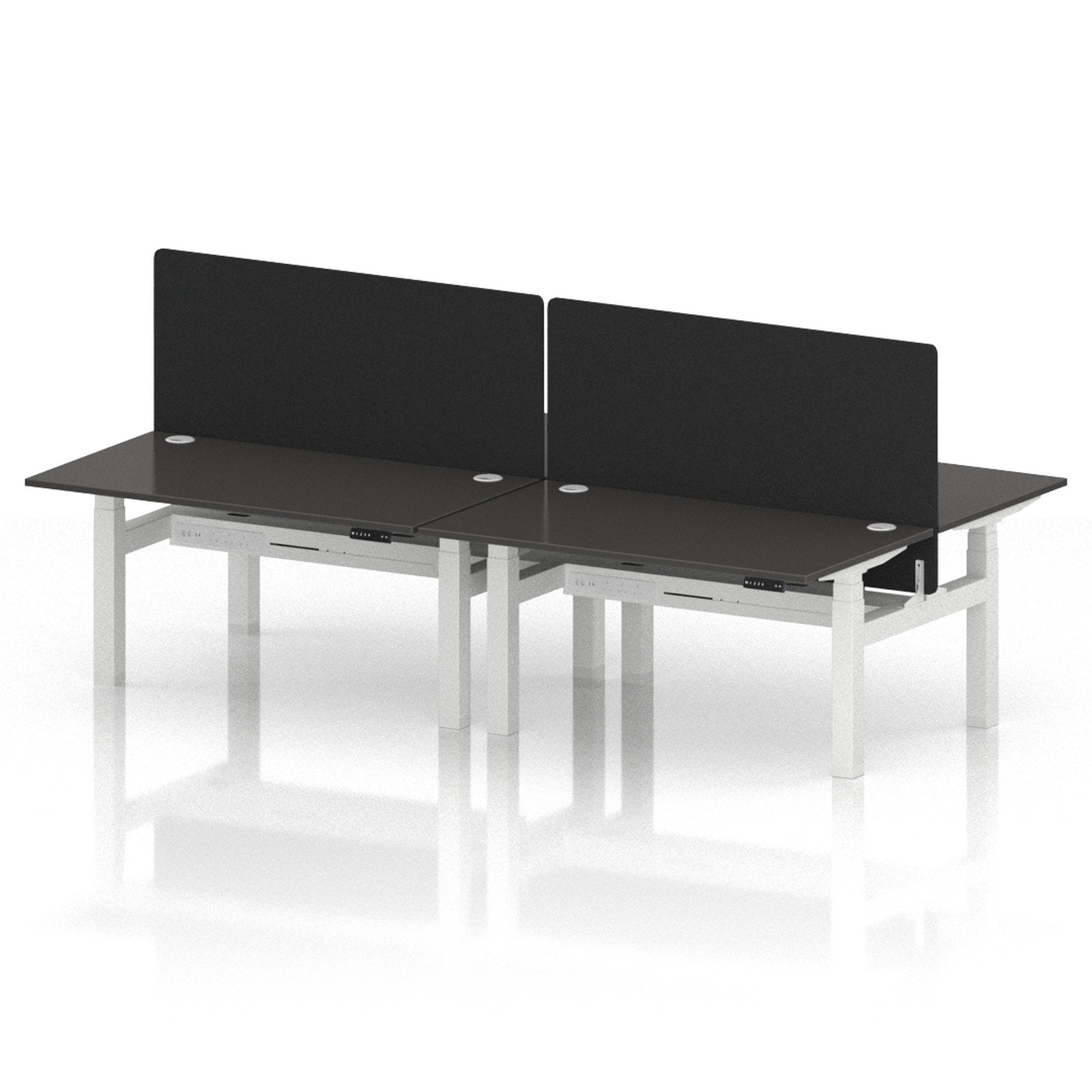 Air Back-to-Back Height Adjustable Bench Desk - 4 Person with Black Straight Screen