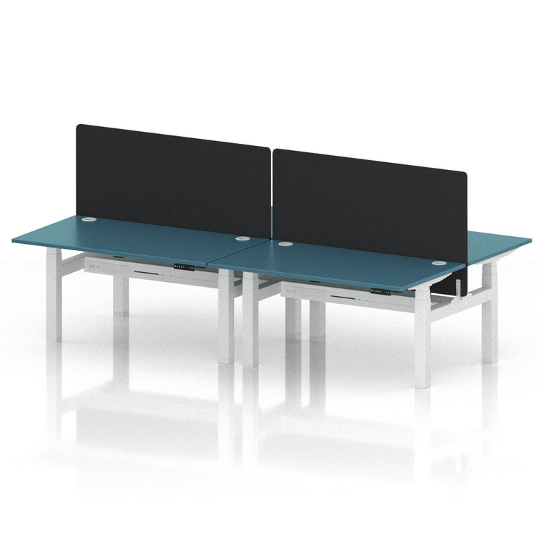 Air Back-to-Back Height Adjustable Bench Desk - 4 Person with Black Straight Screen