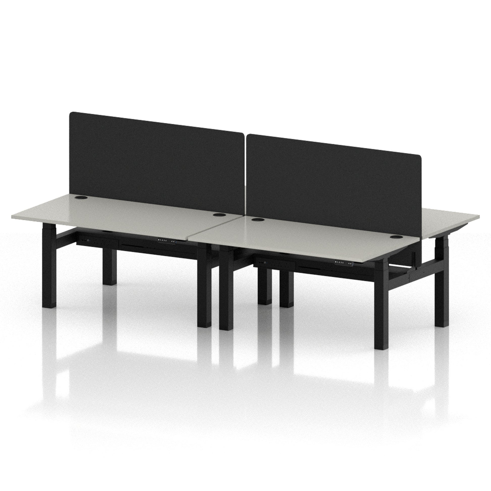 Air Back-to-Back Height Adjustable Bench Desk - 4 Person with Black Straight Screen