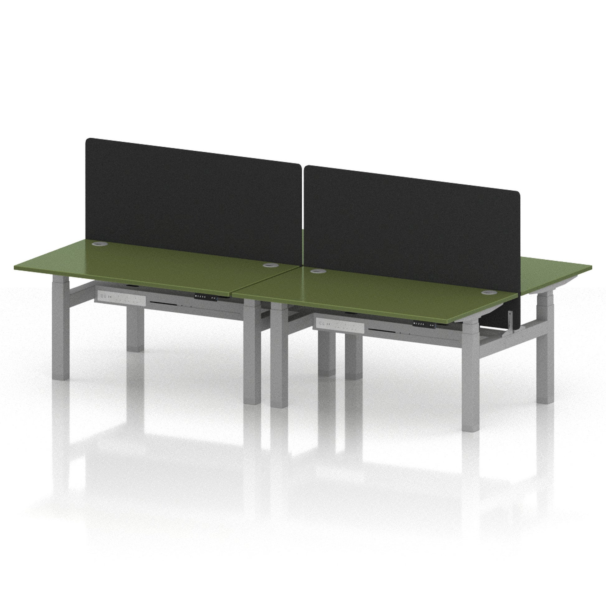 Air Back-to-Back Height Adjustable Bench Desk - 4 Person with Black Straight Screen