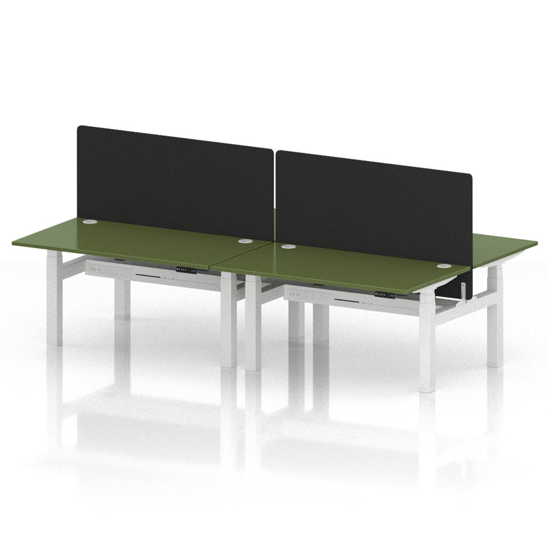 Air Back-to-Back Height Adjustable Bench Desk - 4 Person with Black Straight Screen
