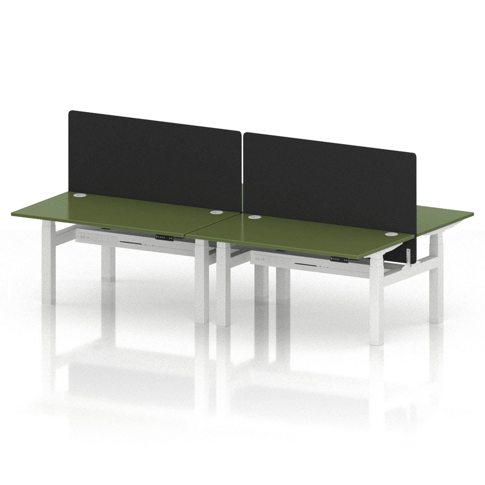 Air Back-to-Back Height Adjustable Bench Desk - 4 Person with Black Straight Screen