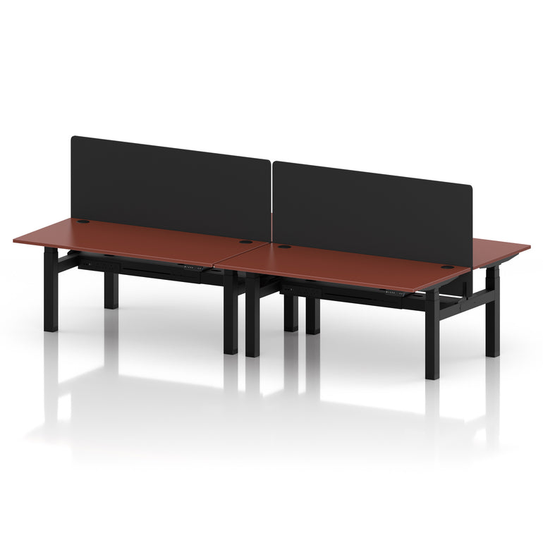 Air Back-to-Back Height Adjustable Bench Desk - 4 Person with Black Straight Screen