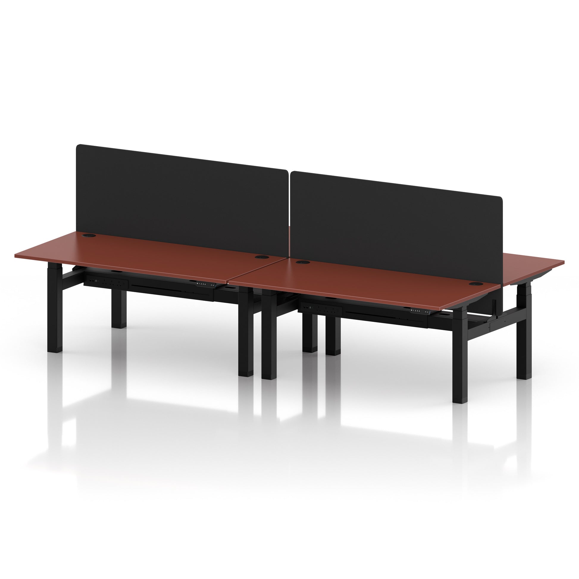 Air Back-to-Back Height Adjustable Bench Desk - 4 Person with Black Straight Screen