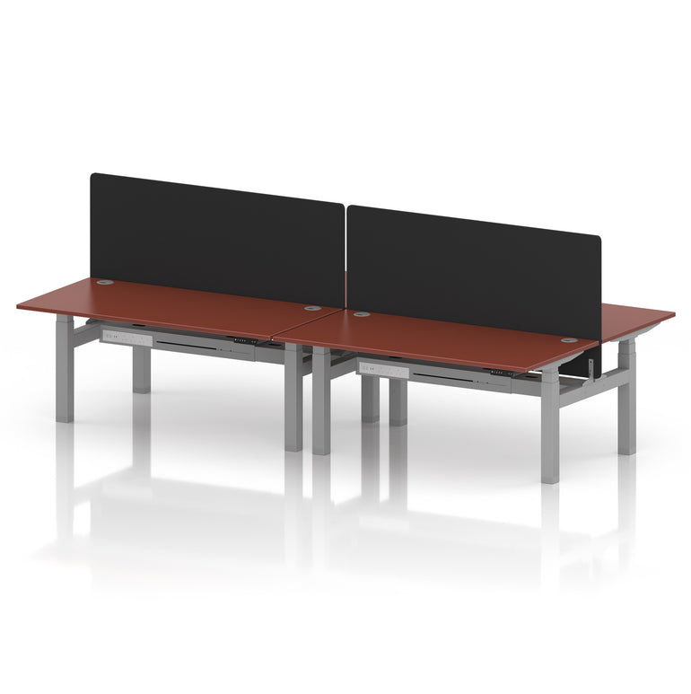 Air Back-to-Back Height Adjustable Bench Desk - 4 Person with Black Straight Screen