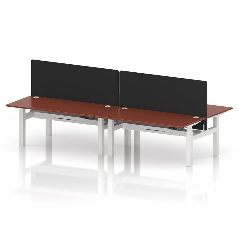 Air Back-to-Back Height Adjustable Bench Desk - 4 Person with Black Straight Screen
