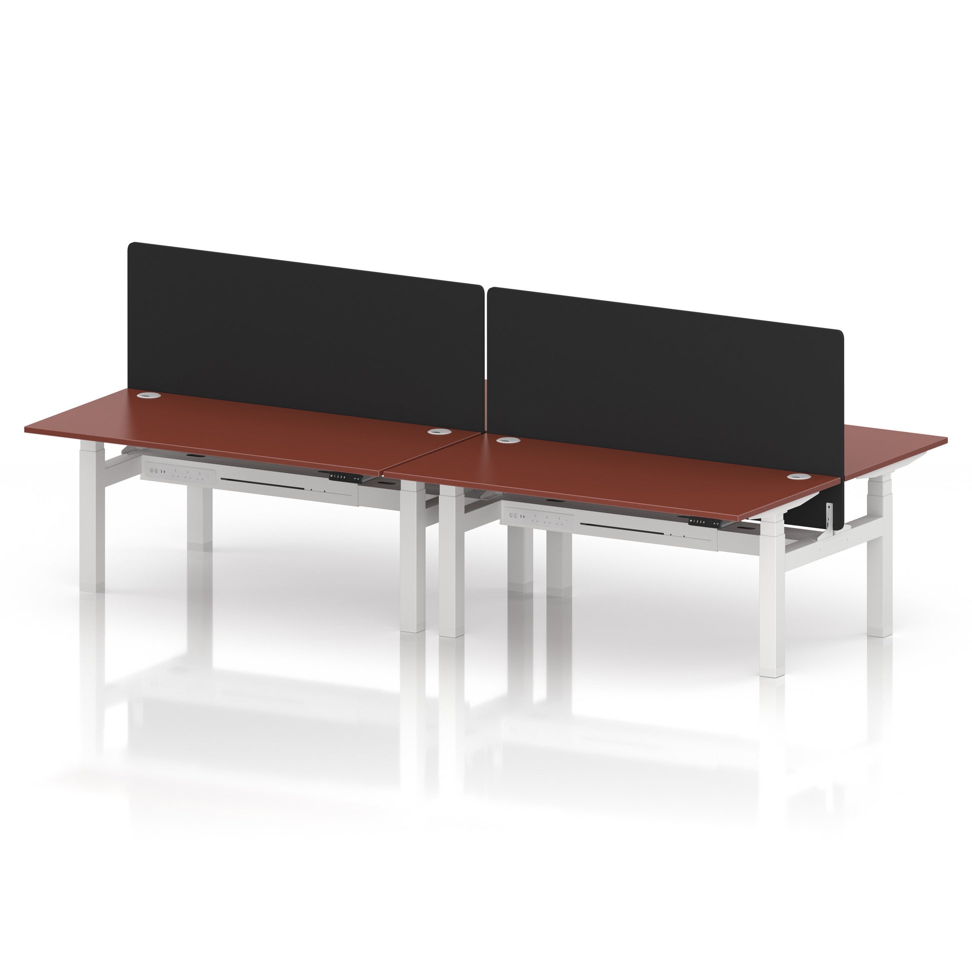 Air Back-to-Back Height Adjustable Bench Desk - 4 Person with Black Straight Screen