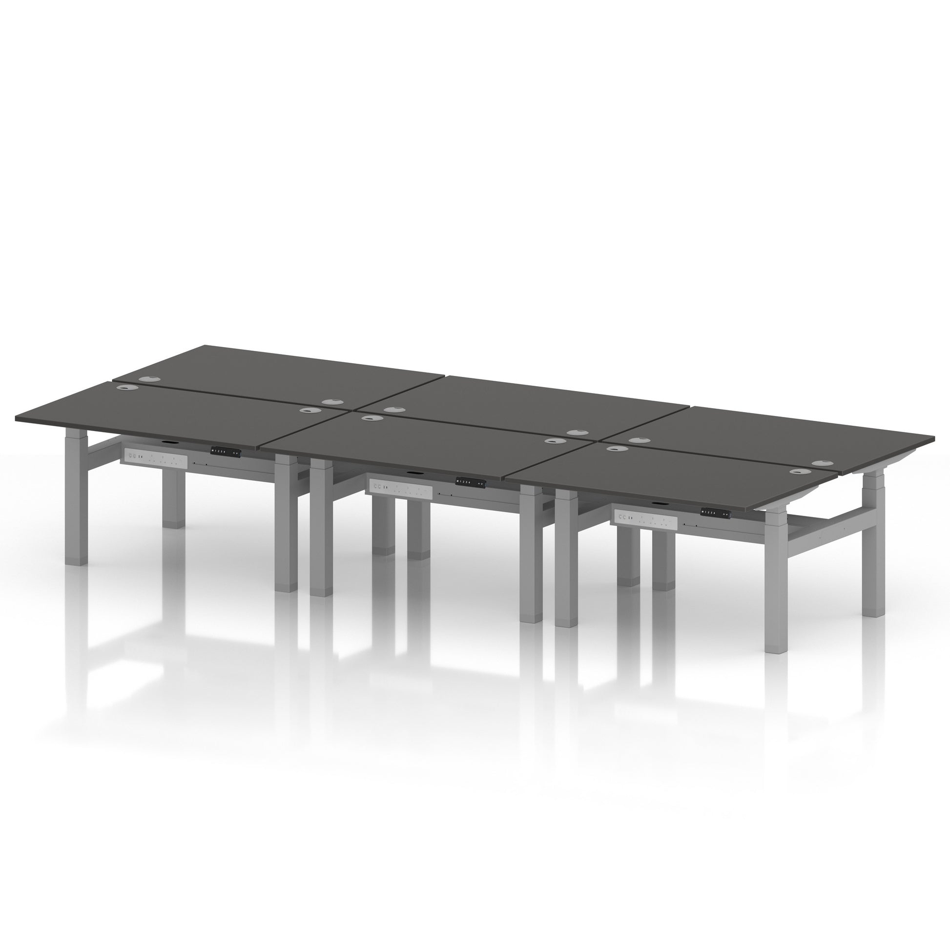 Air Back-to-Back Height Adjustable Bench Desk - 6 Person
