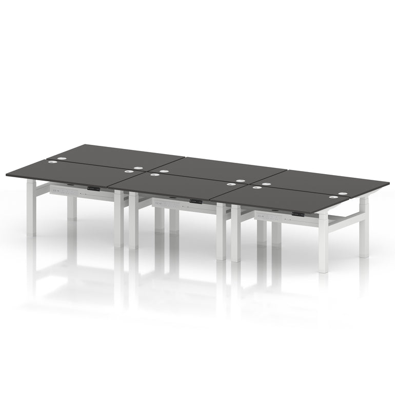 Air Back-to-Back Height Adjustable Bench Desk - 6 Person