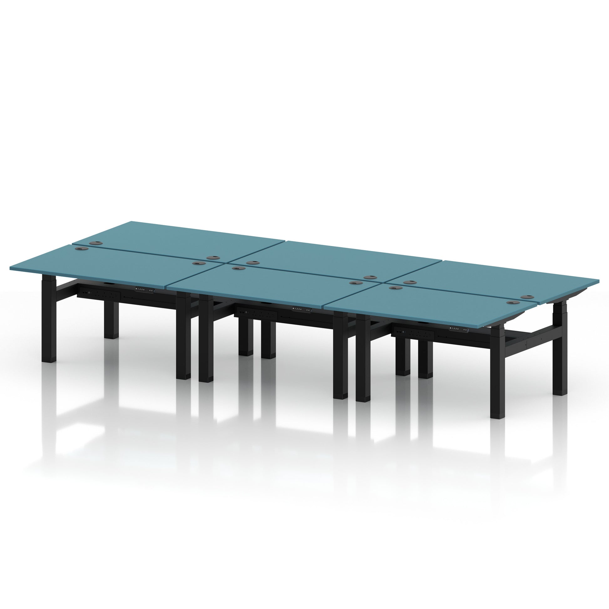 Air Back-to-Back Height Adjustable Bench Desk - 6 Person