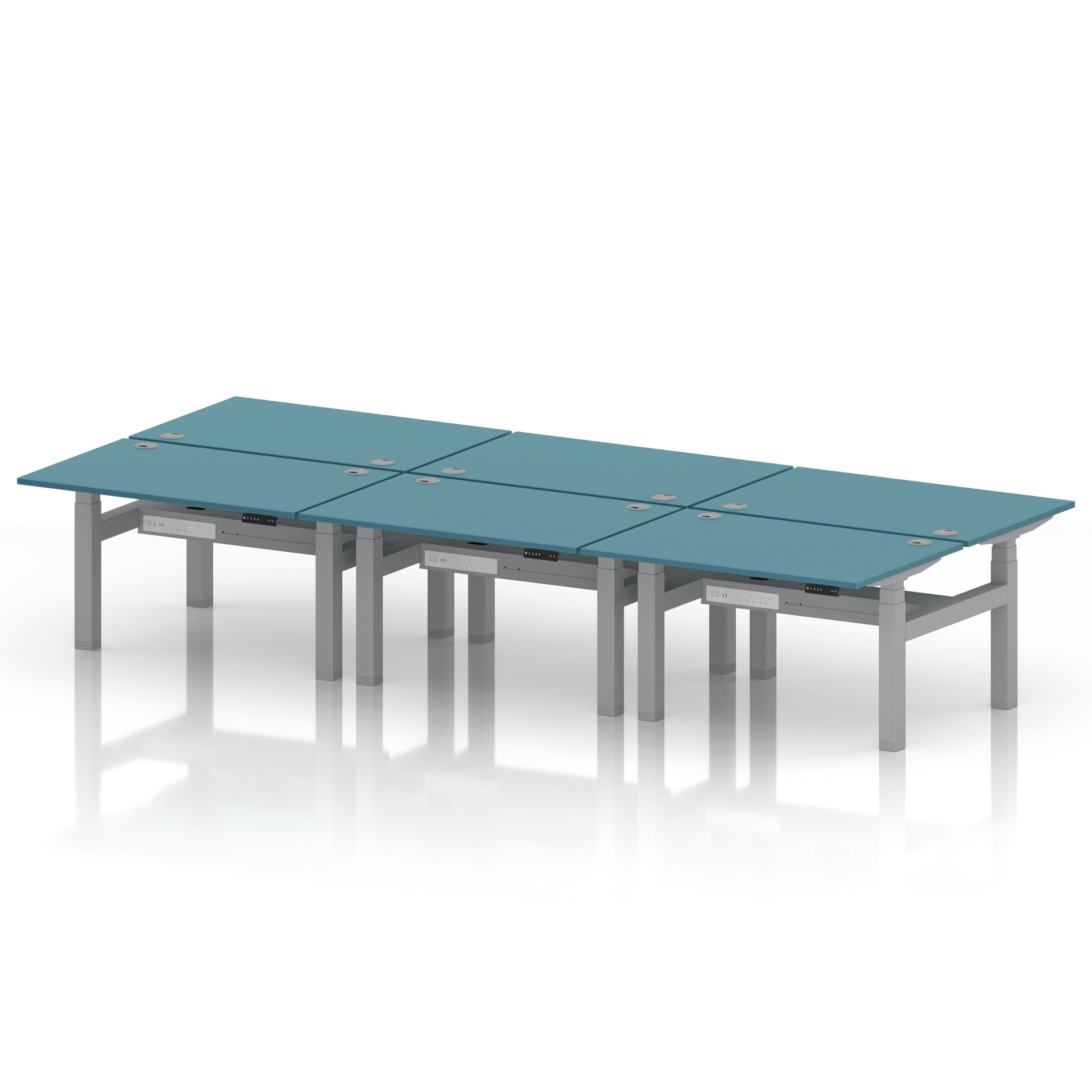 Air Back-to-Back Height Adjustable Bench Desk - 6 Person