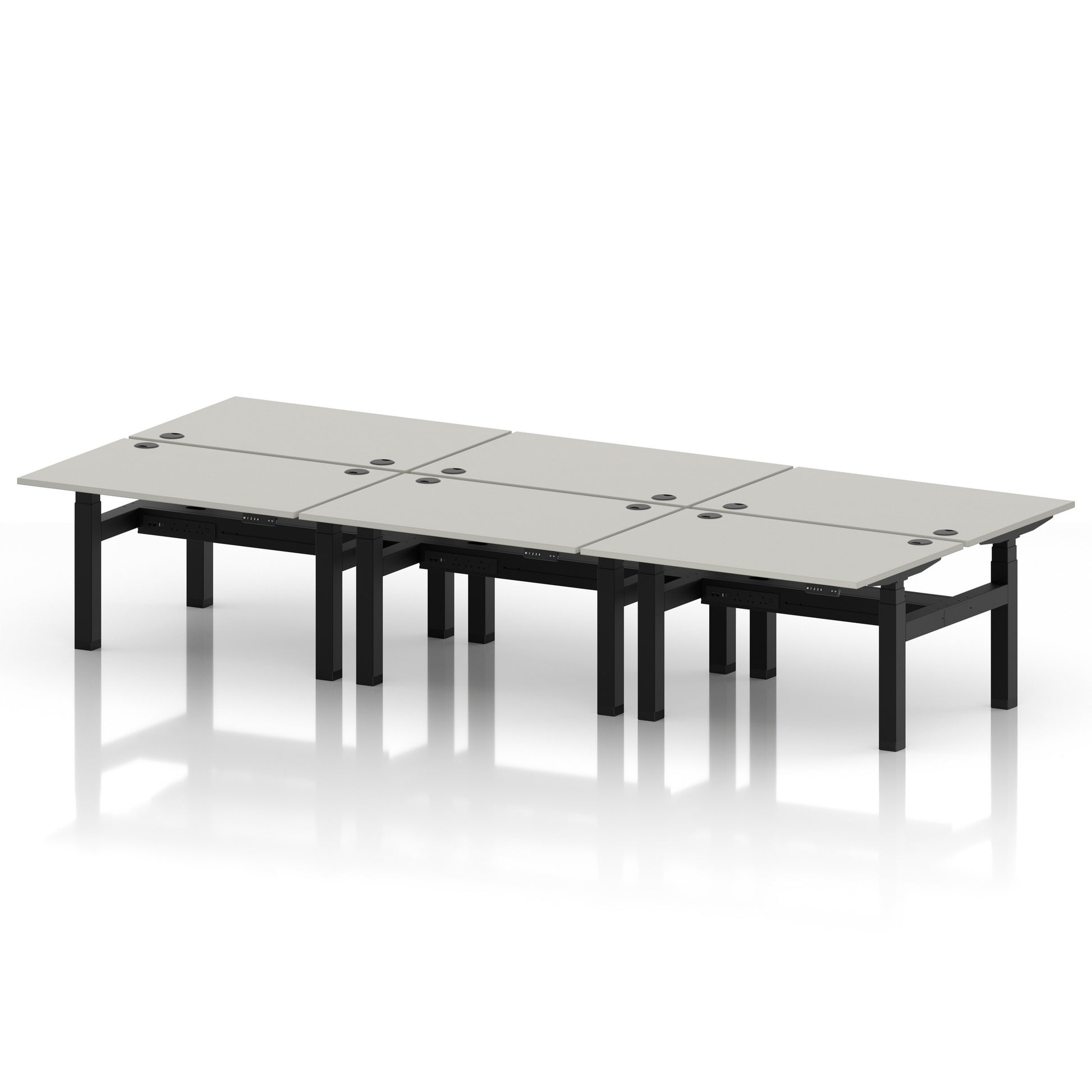 Air Back-to-Back Height Adjustable Bench Desk - 6 Person