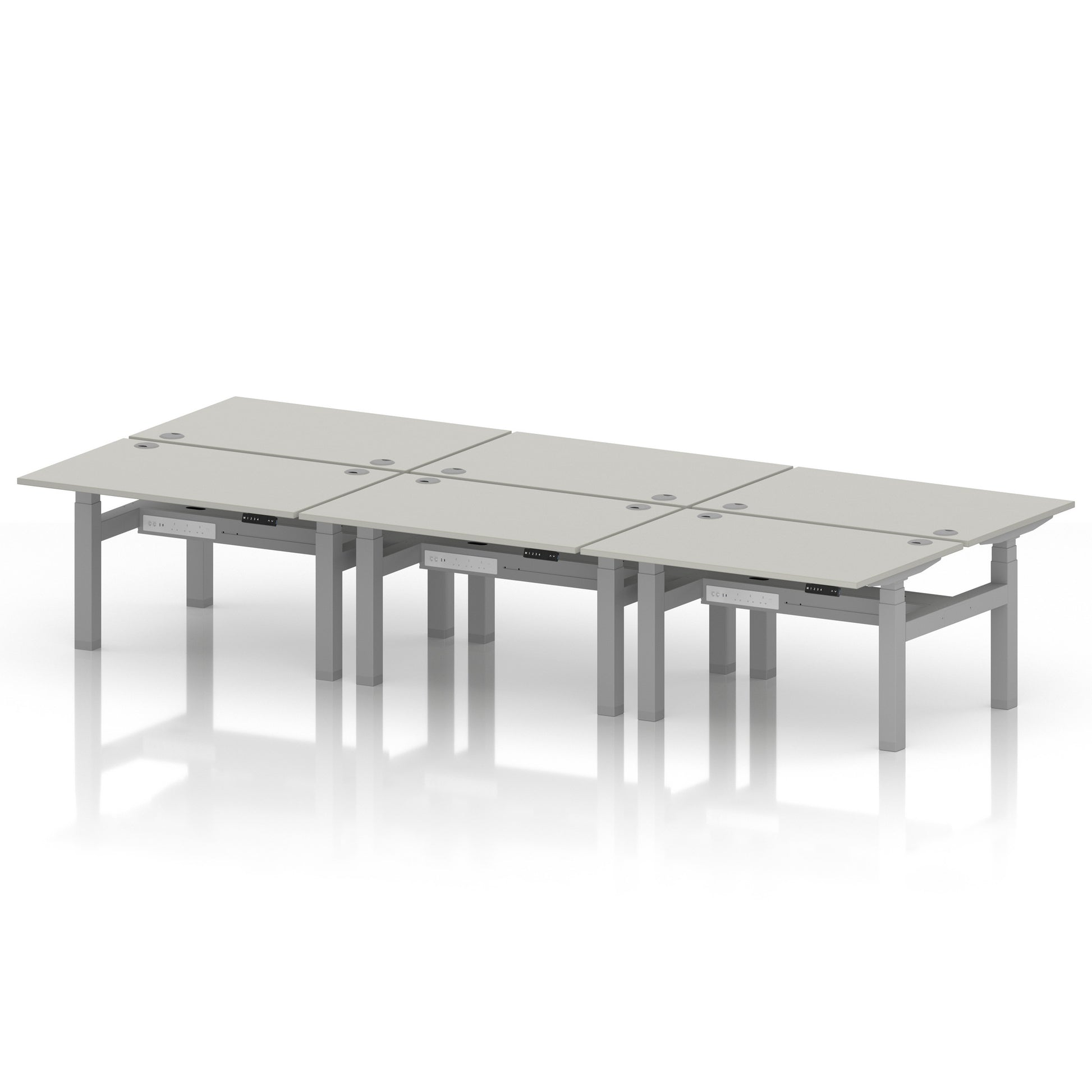 Air Back-to-Back Height Adjustable Bench Desk - 6 Person