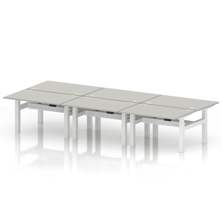 Air Back-to-Back Height Adjustable Bench Desk - 6 Person