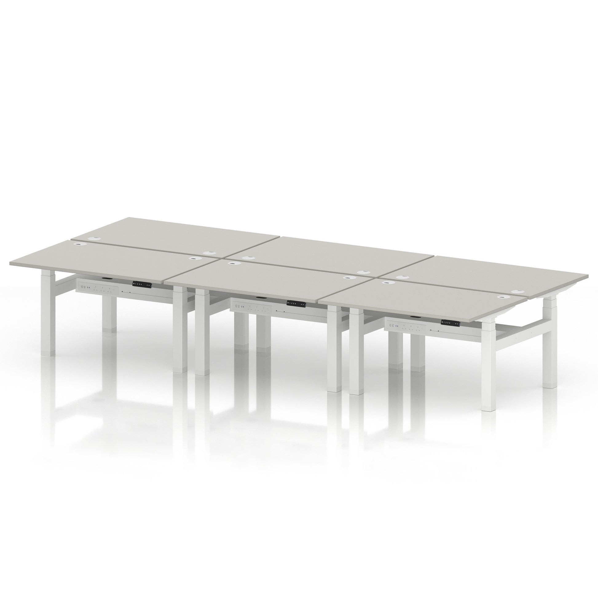 Air Back-to-Back Height Adjustable Bench Desk - 6 Person