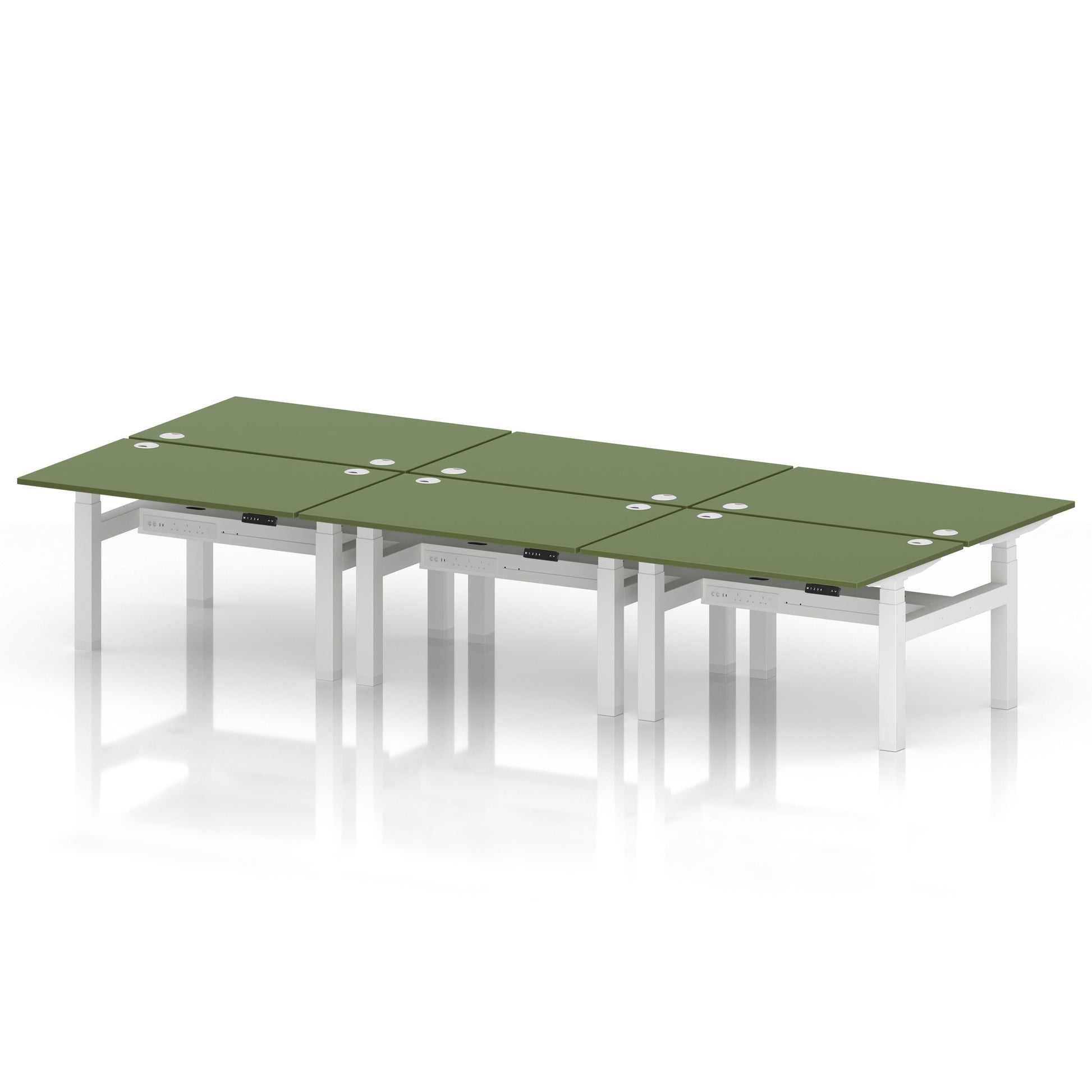 Air Back-to-Back Height Adjustable Bench Desk - 6 Person