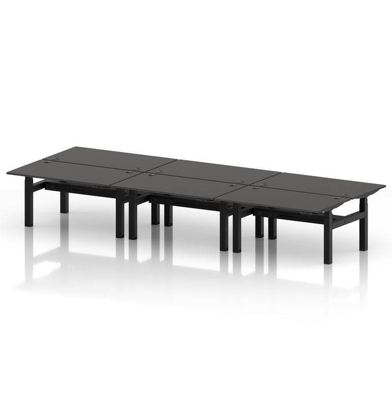 Air Back-to-Back Height Adjustable Bench Desk - 6 Person