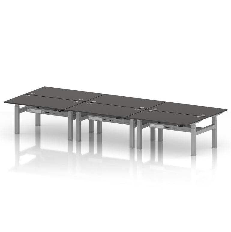 Air Back-to-Back Height Adjustable Bench Desk - 6 Person