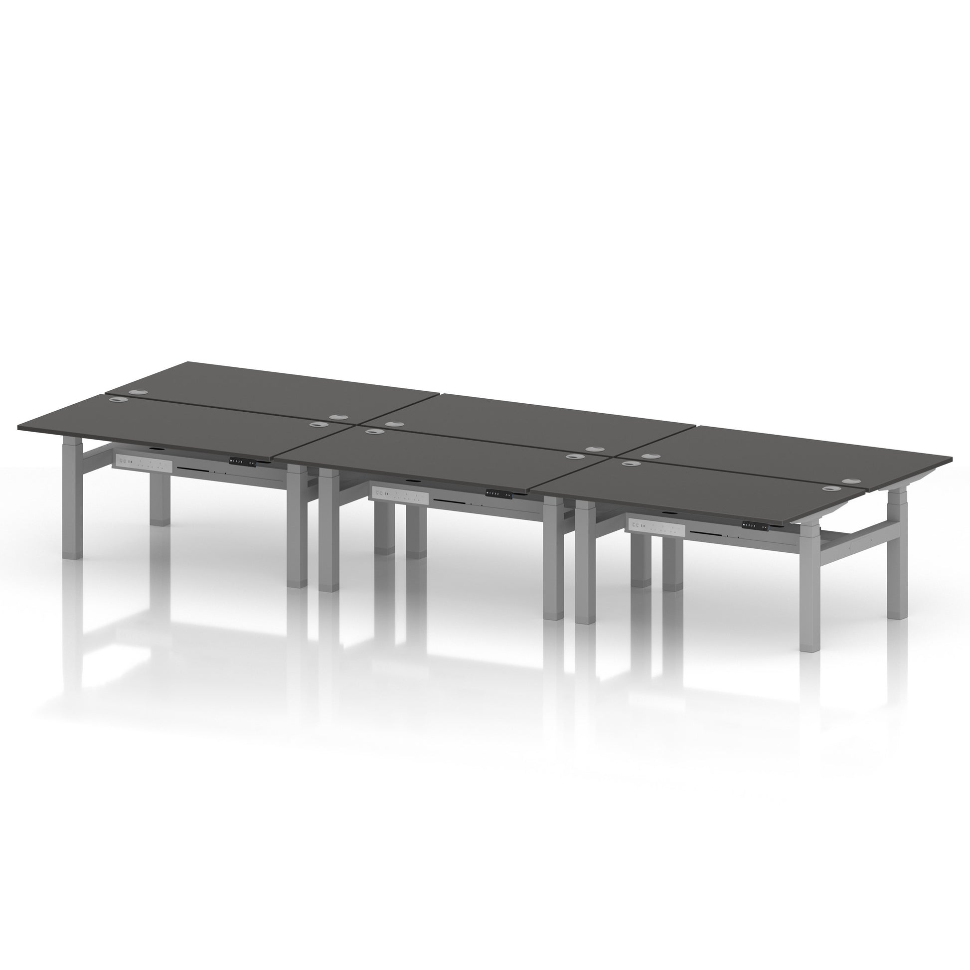 Air Back-to-Back Height Adjustable Bench Desk - 6 Person
