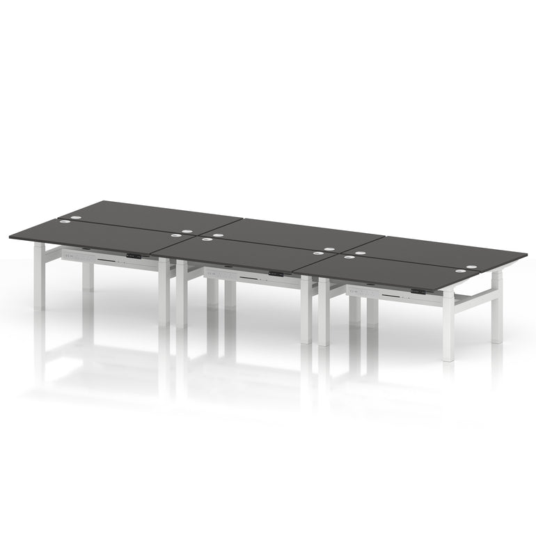 Air Back-to-Back Height Adjustable Bench Desk - 6 Person