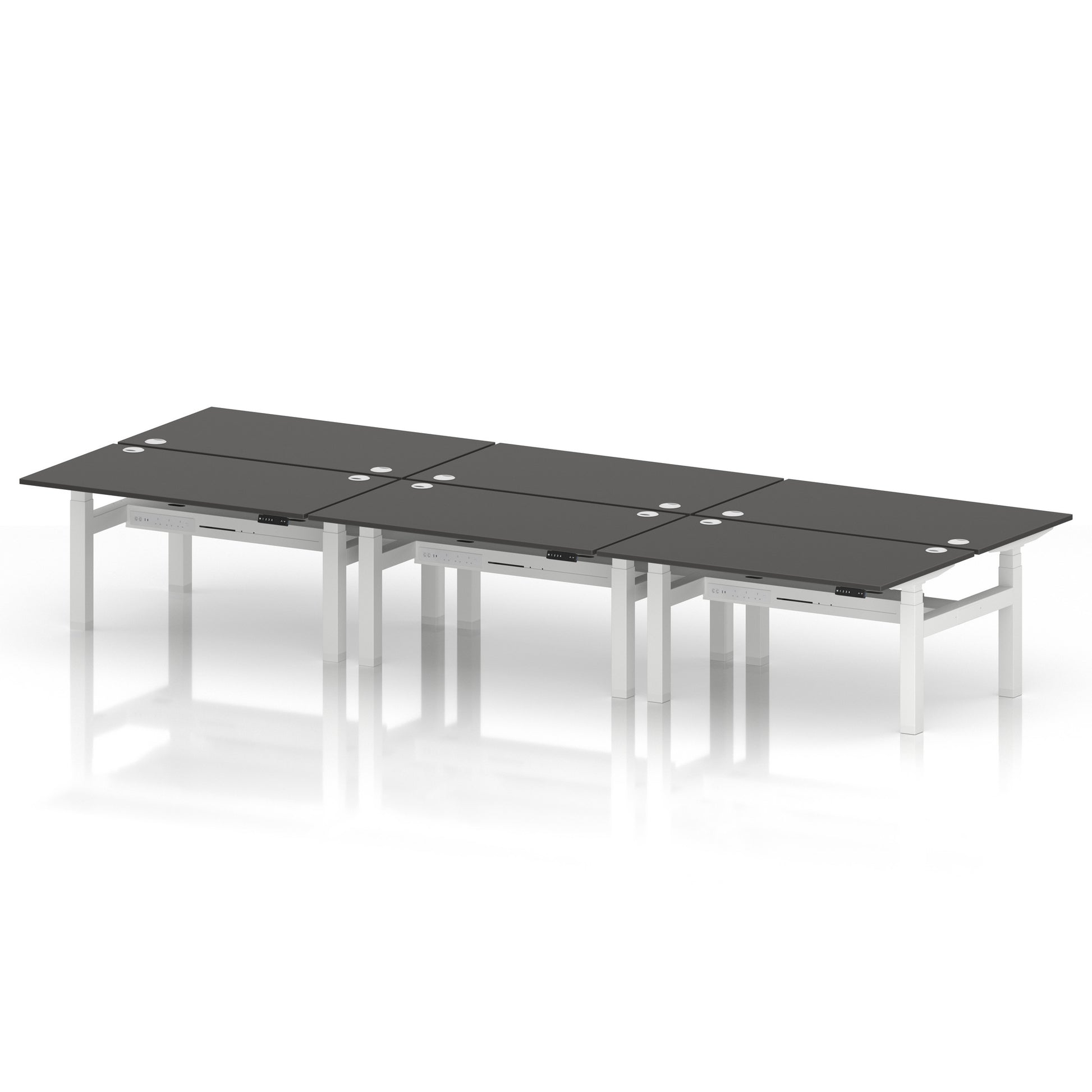 Air Back-to-Back Height Adjustable Bench Desk - 6 Person