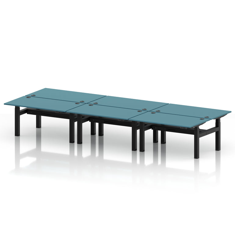 Air Back-to-Back Height Adjustable Bench Desk - 6 Person