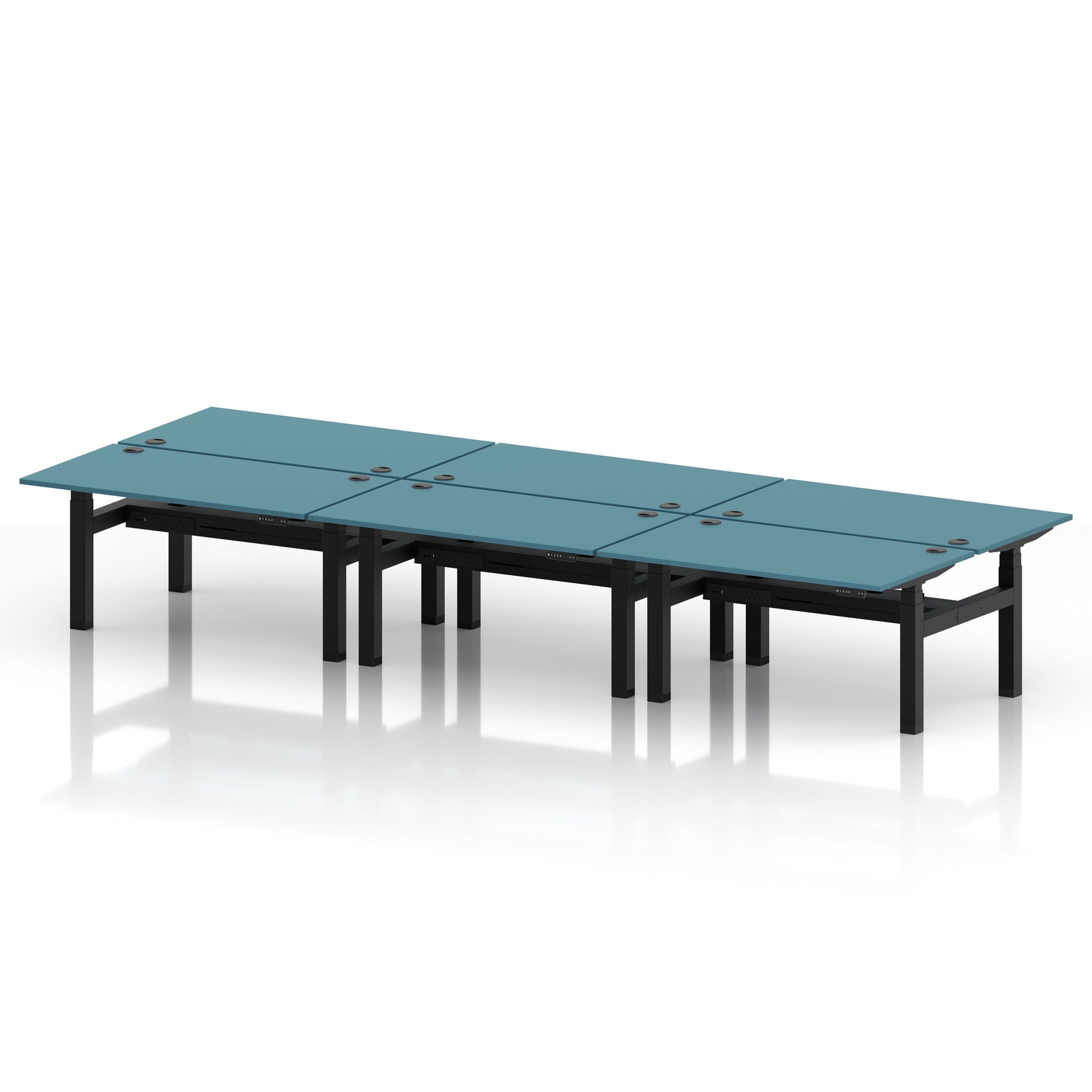 Air Back-to-Back Height Adjustable Bench Desk - 6 Person