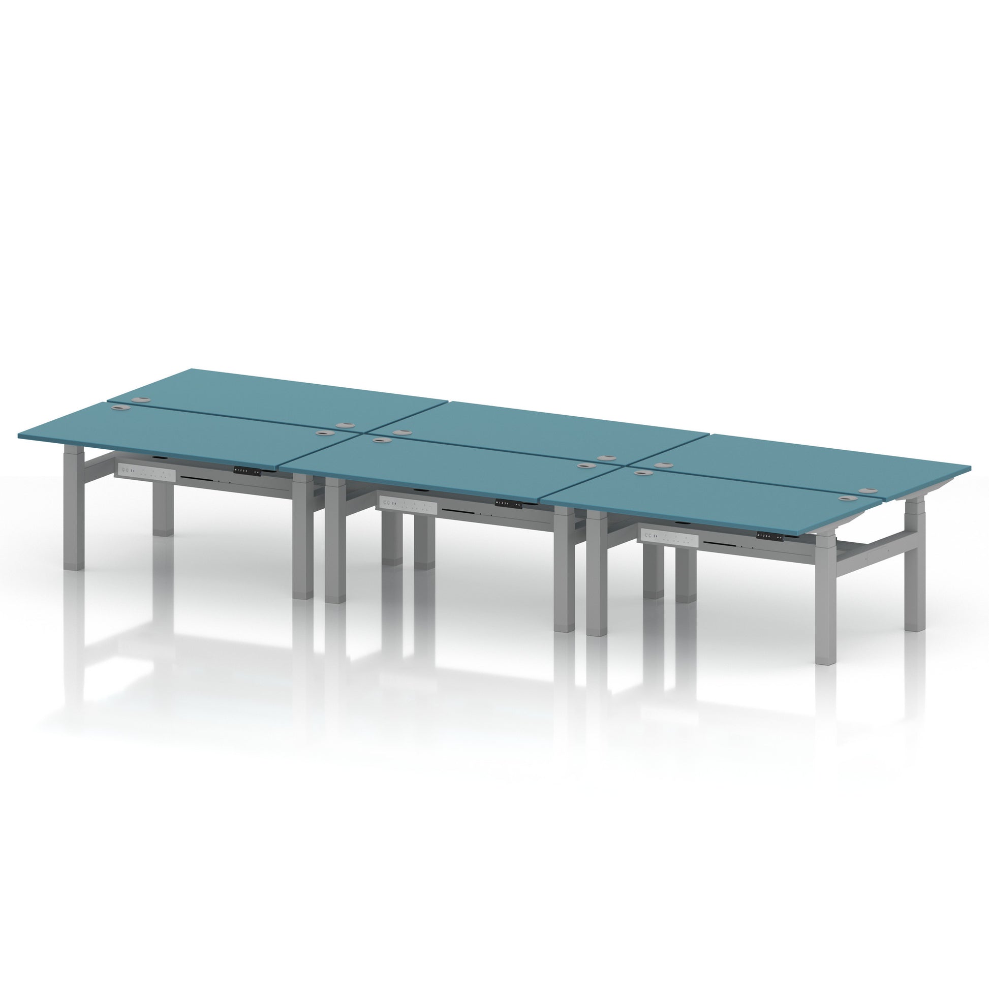 Air Back-to-Back Height Adjustable Bench Desk - 6 Person