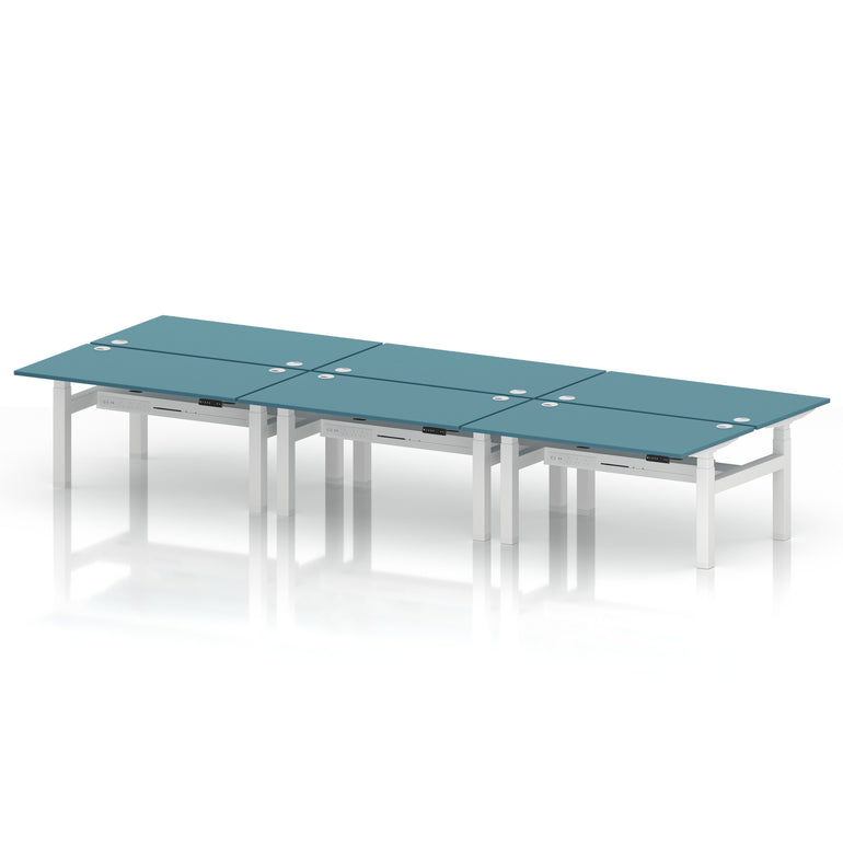 Air Back-to-Back Height Adjustable Bench Desk - 6 Person