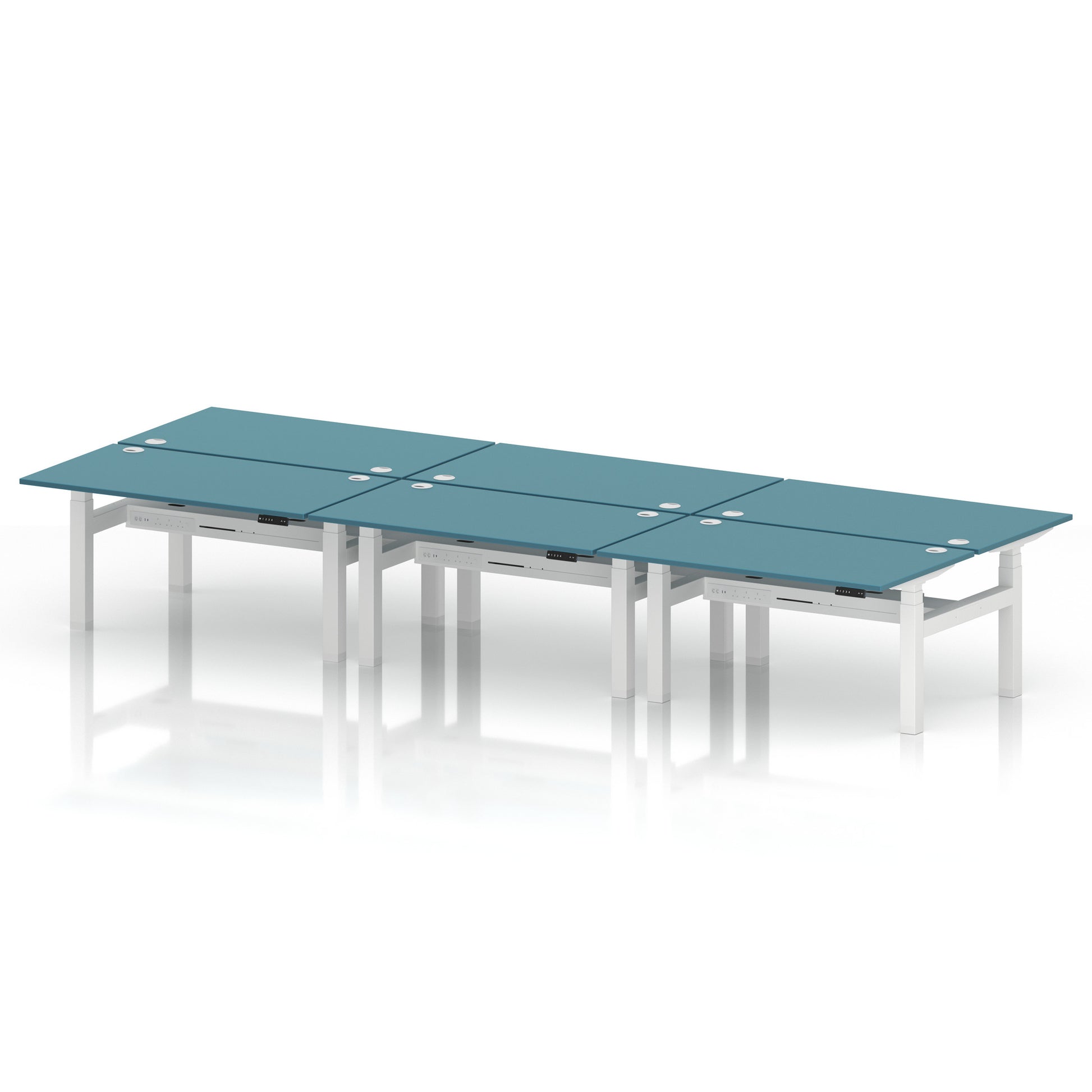 Air Back-to-Back Height Adjustable Bench Desk - 6 Person