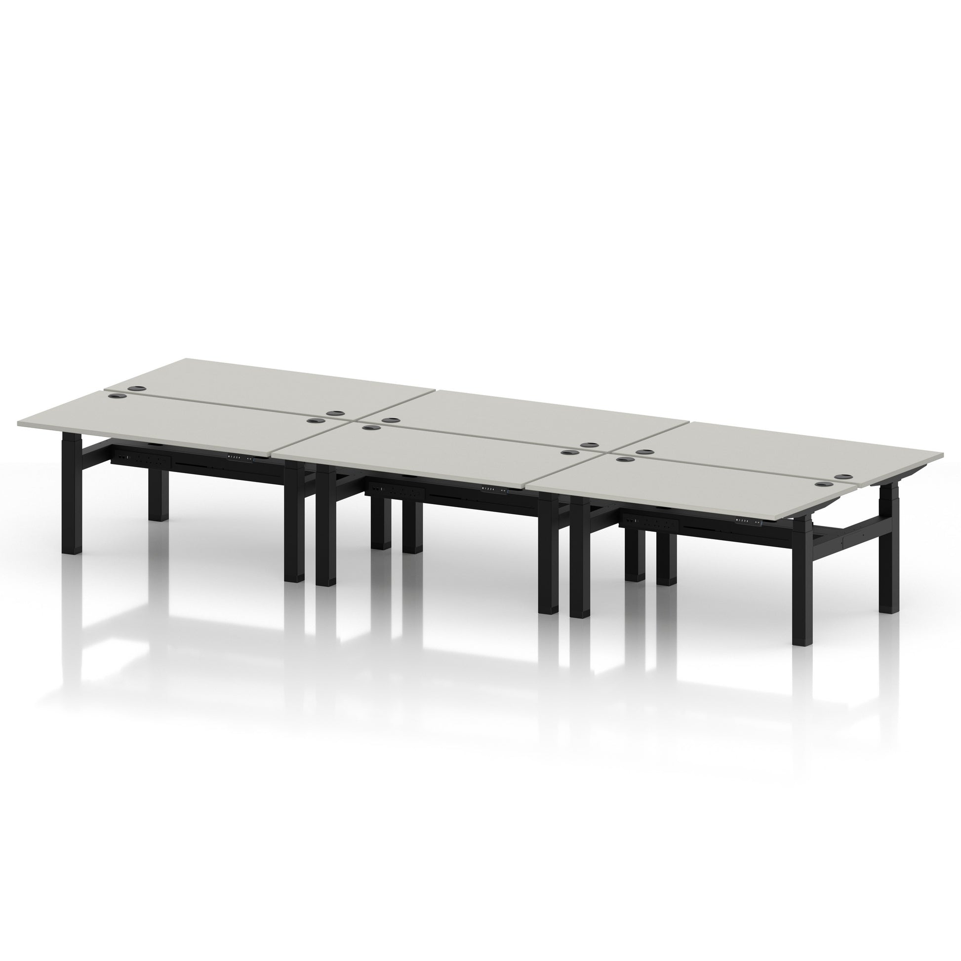 Air Back-to-Back Height Adjustable Bench Desk - 6 Person