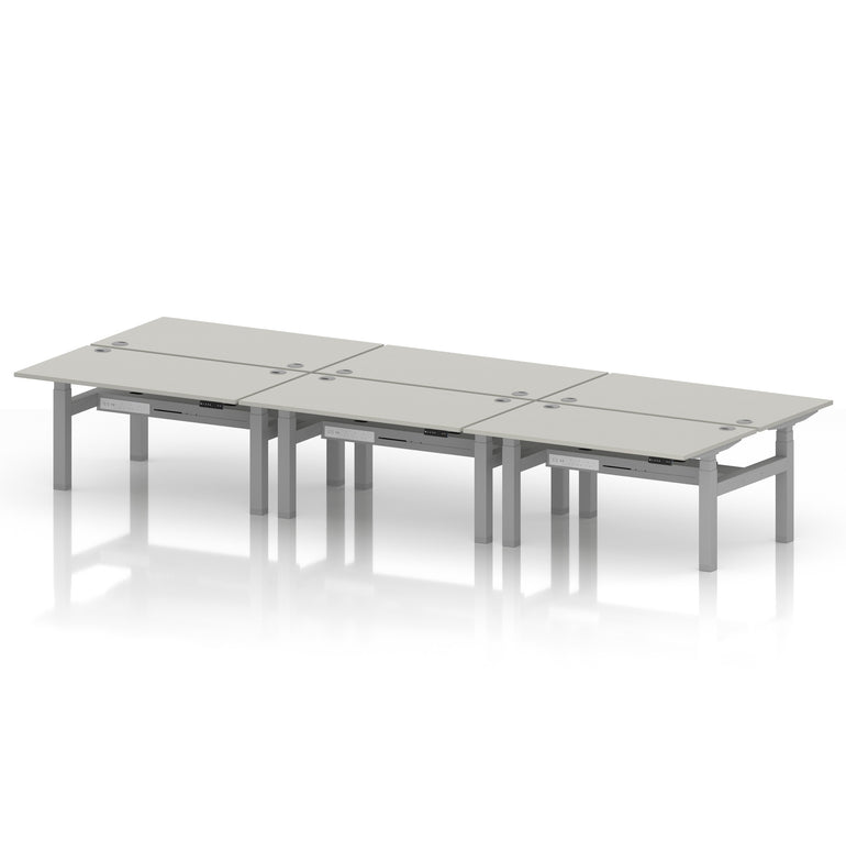 Air Back-to-Back Height Adjustable Bench Desk - 6 Person