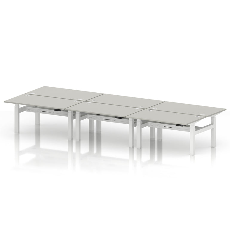 Air Back-to-Back Height Adjustable Bench Desk - 6 Person