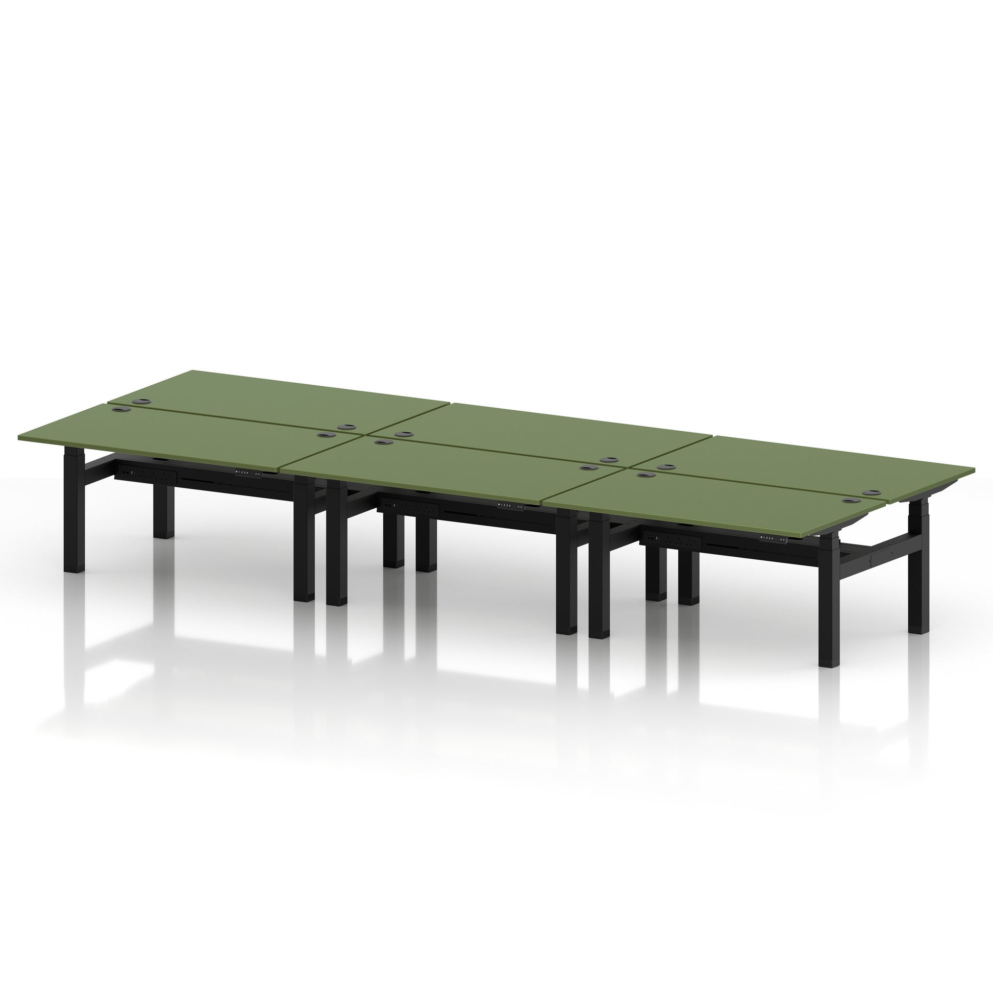 Air Back-to-Back Height Adjustable Bench Desk - 6 Person