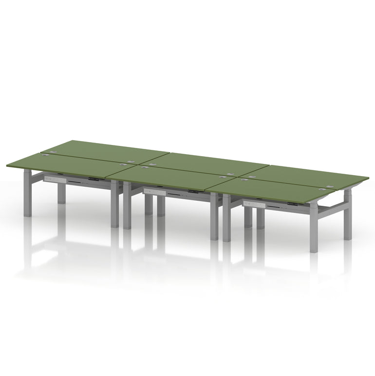 Air Back-to-Back Height Adjustable Bench Desk - 6 Person