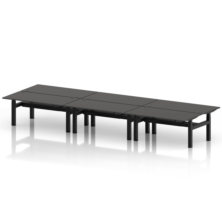 Air Back-to-Back Height Adjustable Bench Desk - 6 Person