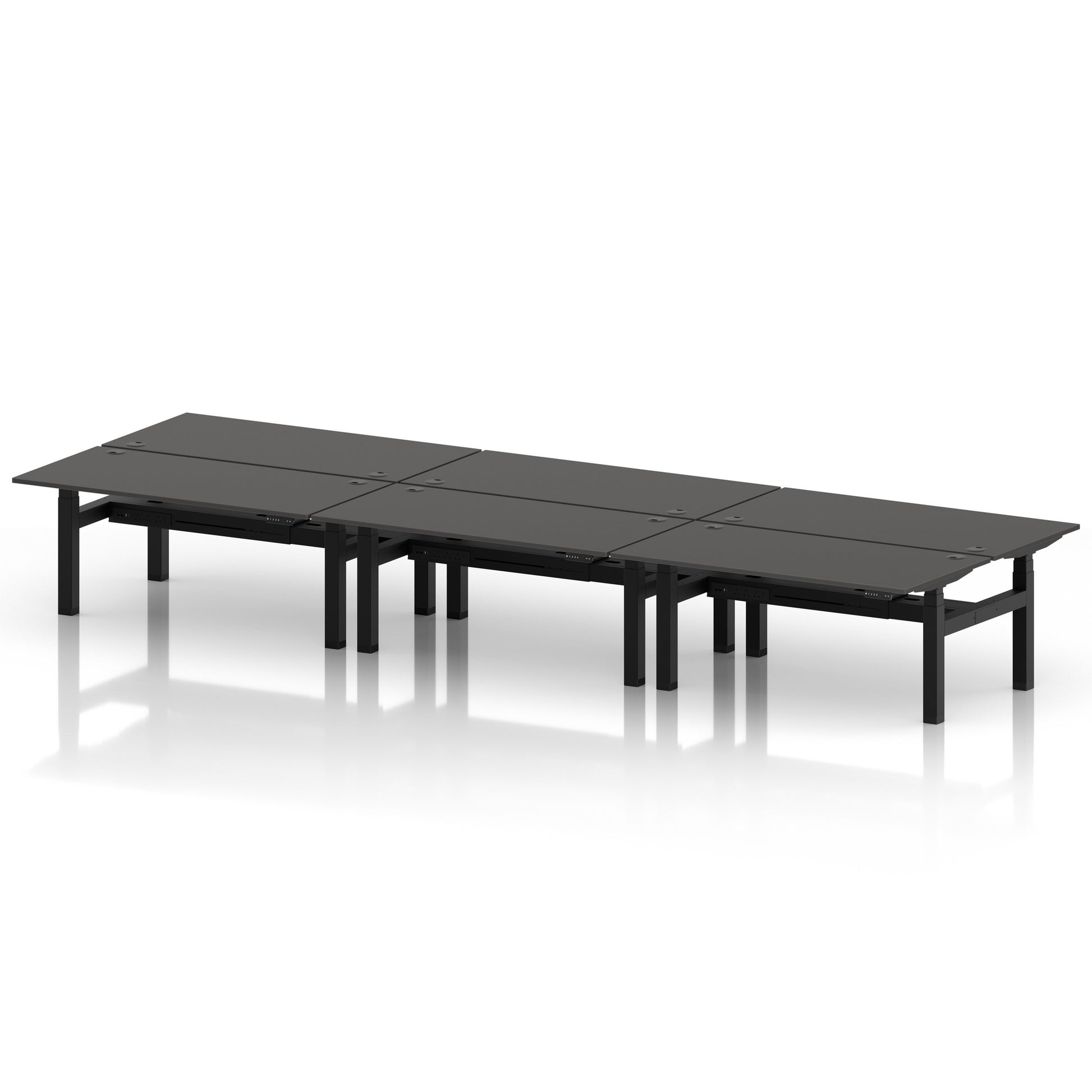 Air Back-to-Back Height Adjustable Bench Desk - 6 Person