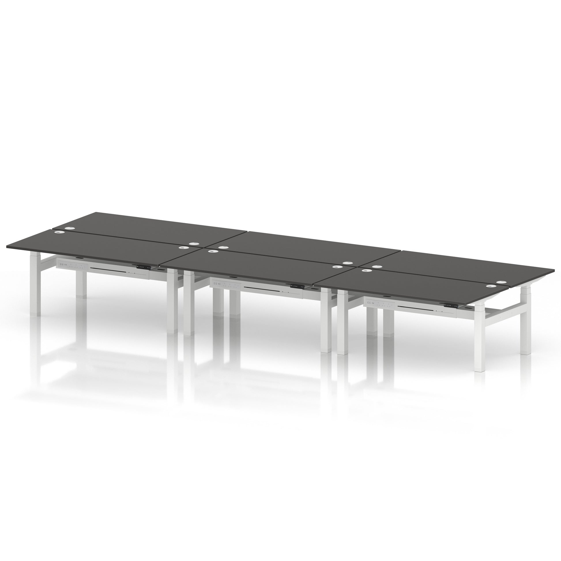 Air Back-to-Back Height Adjustable Bench Desk - 6 Person