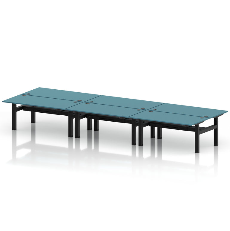 Air Back-to-Back Height Adjustable Bench Desk - 6 Person