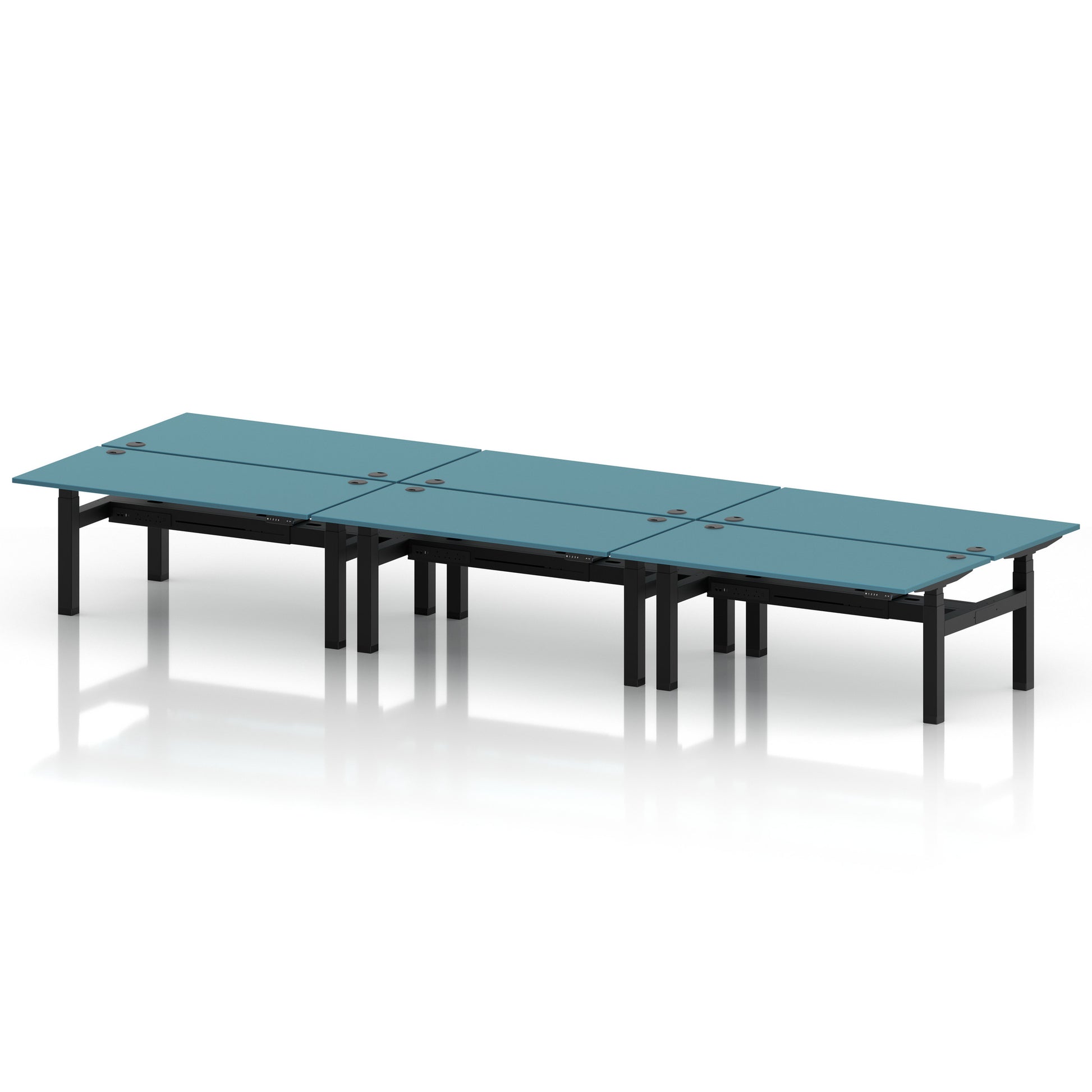 Air Back-to-Back Height Adjustable Bench Desk - 6 Person