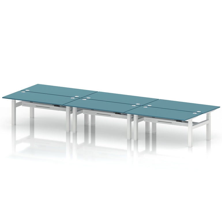 Air Back-to-Back Height Adjustable Bench Desk - 6 Person