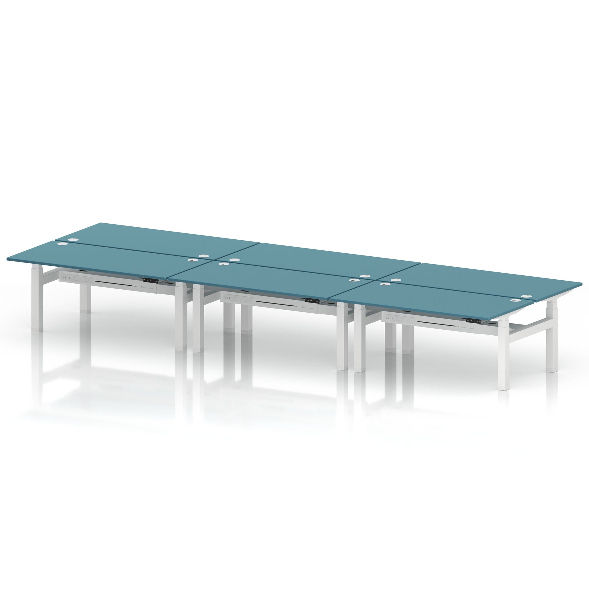 Air Back-to-Back Height Adjustable Bench Desk - 6 Person